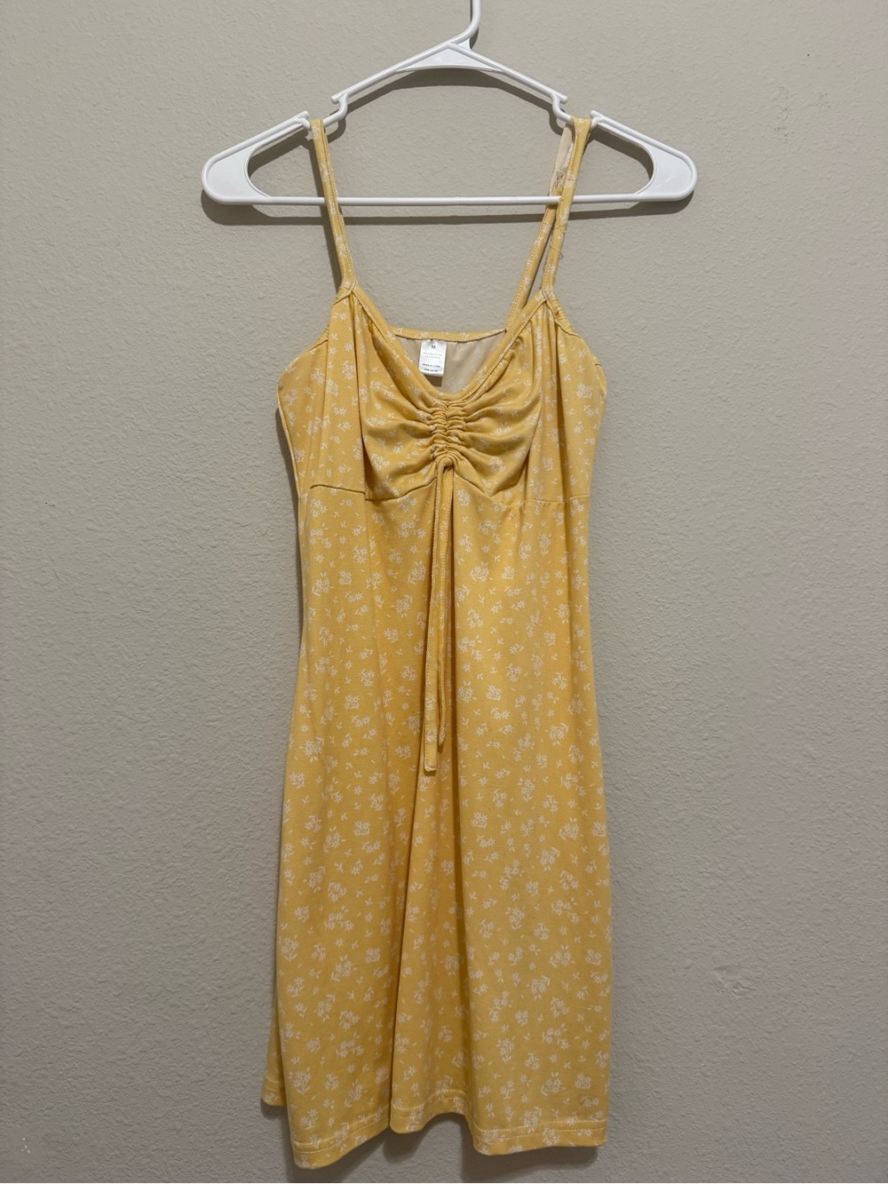 Yellow Floral Maxi Dress with Ruched Front